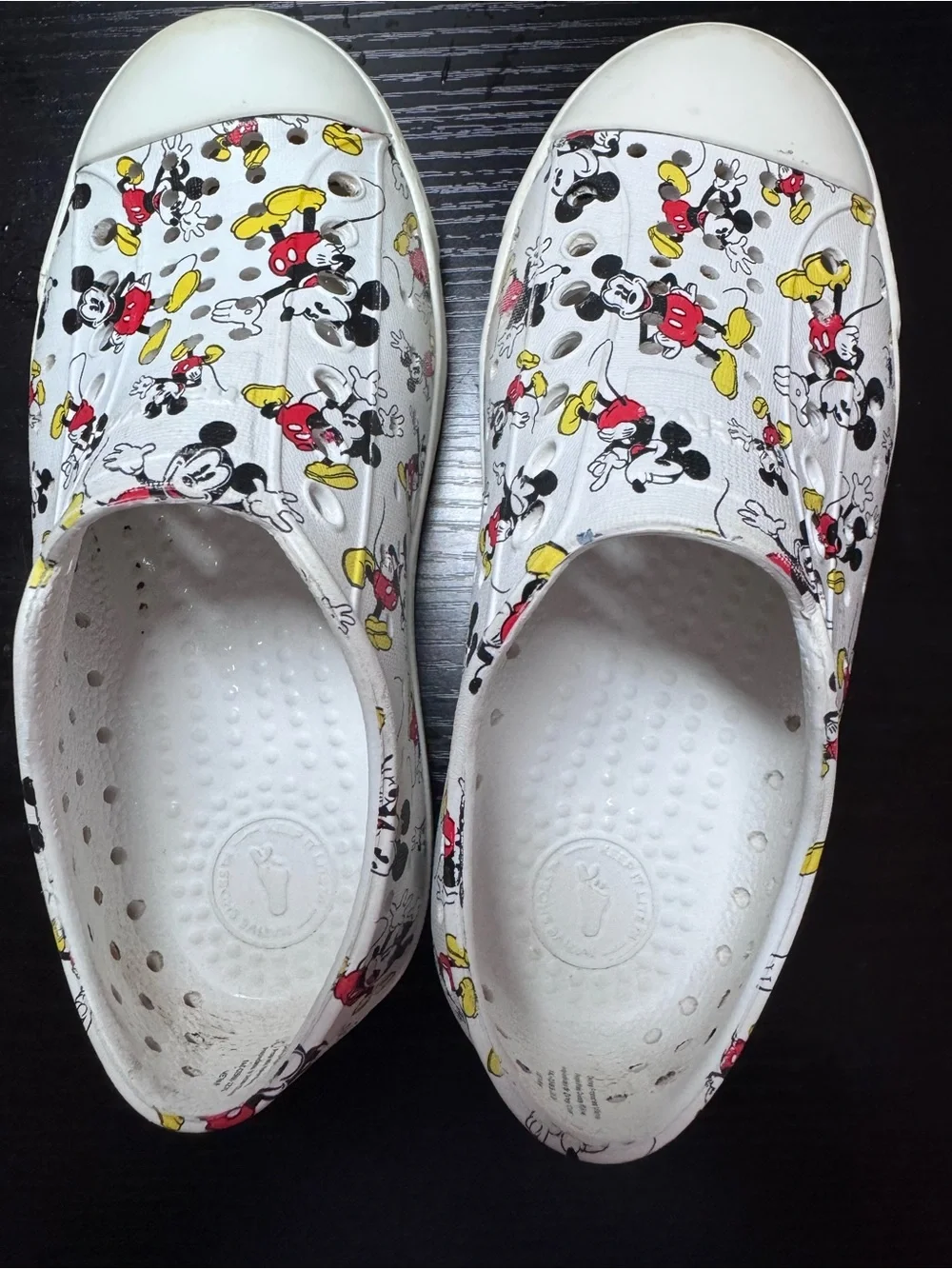 Native Mickey Mouse Kids White Slip-On Shoes